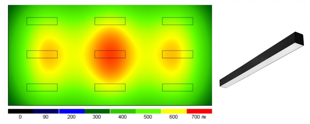 Фотометрический расчет количества Module LINE BL 62W/840 для освещения