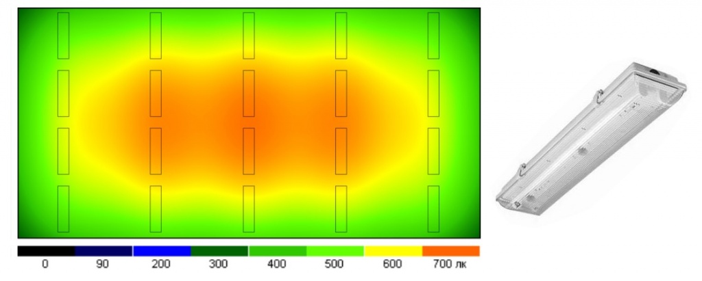 Фотометрический расчет количества ЛСП 3901А для освещения